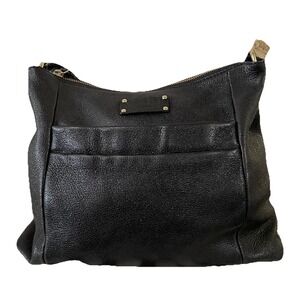 Kate Spade New York Black Pebbled Leather Shoulder Bag Glimmer Top Zip Tote READ